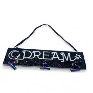 Black Glitter Dream Sign with Clips